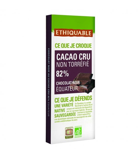 CHOCOLATE CACAO CRUDO 82%. 80 GR