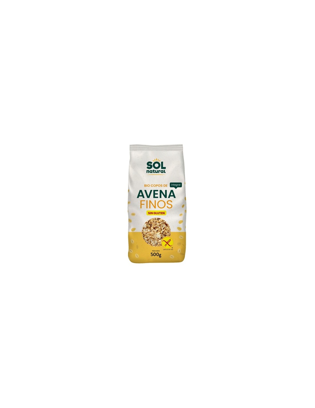 Copos Finos de Avena Integral Sin Gluten Bio, 500 g