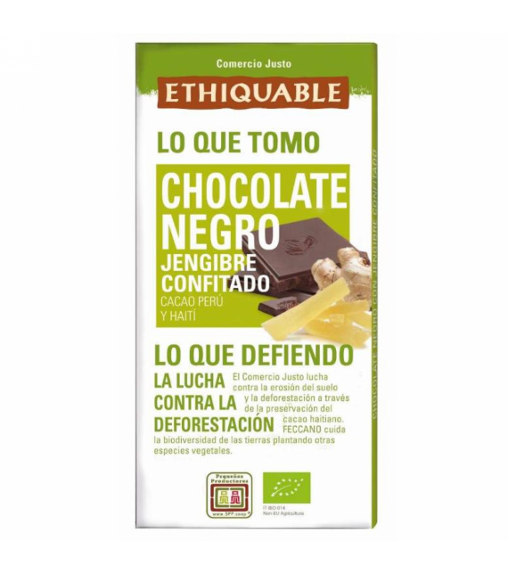 CHOCOLATE NEGRO CON JENGIBRE CONFITADO 100 g