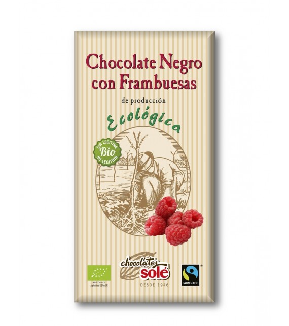 CHOCOLATE NEGRO CON FRAMBUESAS 100 g